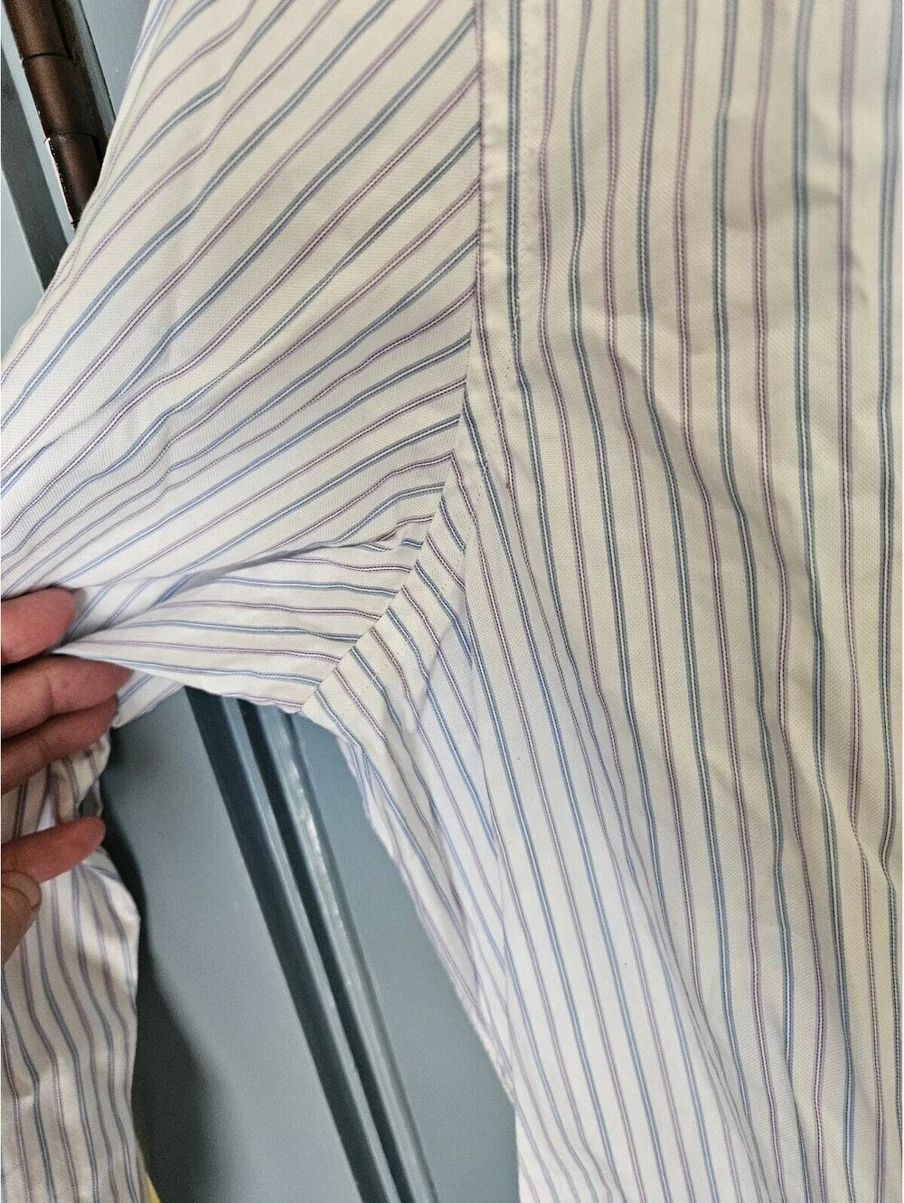 Banana Republic Striped Pattern Long Sleeve XL17 171/2 White Button Italy